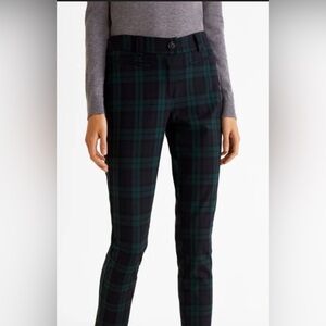 Mango Black & Dark Green Plaid Skinny Ankle Pants